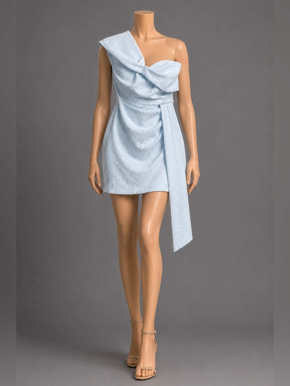 Trendyol One-Shoulder Pale Blue Draped Cocktail Dress